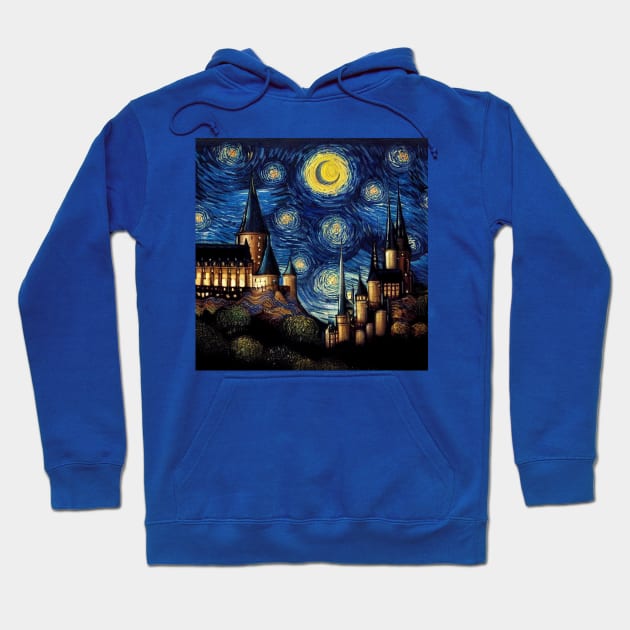 Starry Night Wizarding School Van Gogh Hoodie by Grassroots Green